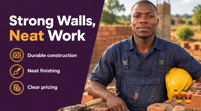 I will lay bricks and build strong walls for homes and shops