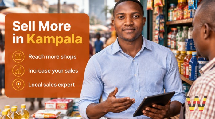 I will sell your products and services to shops and small businesses in Kampala