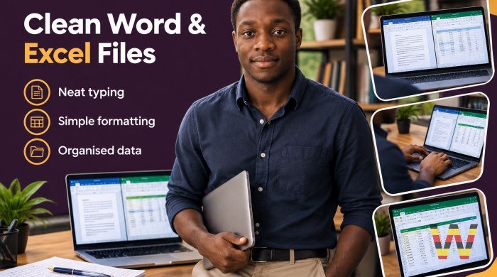 I will type and format your documents in Word and Excel