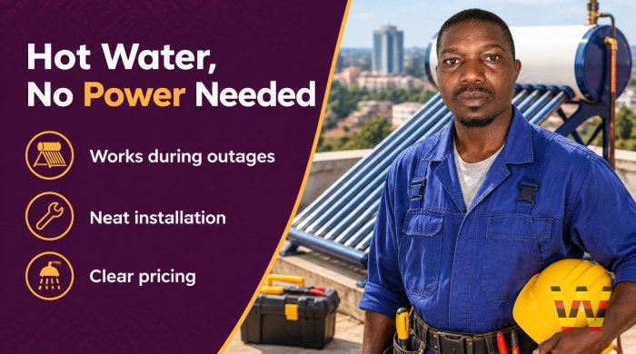 I will install solar water heaters for homes and lodges