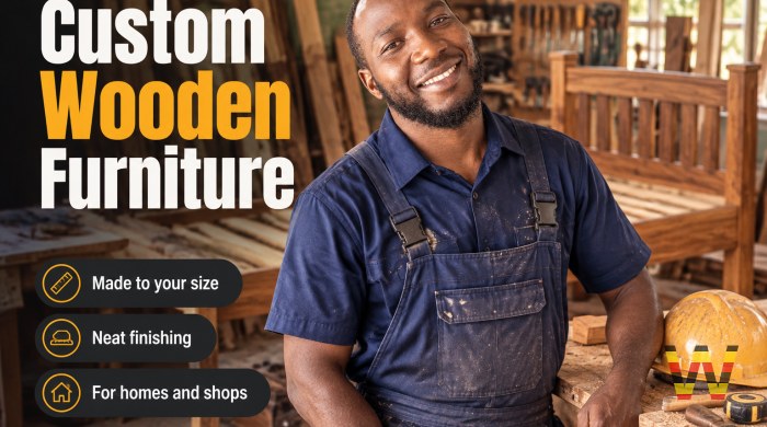 I will build custom wooden furniture and fittings for your home or business