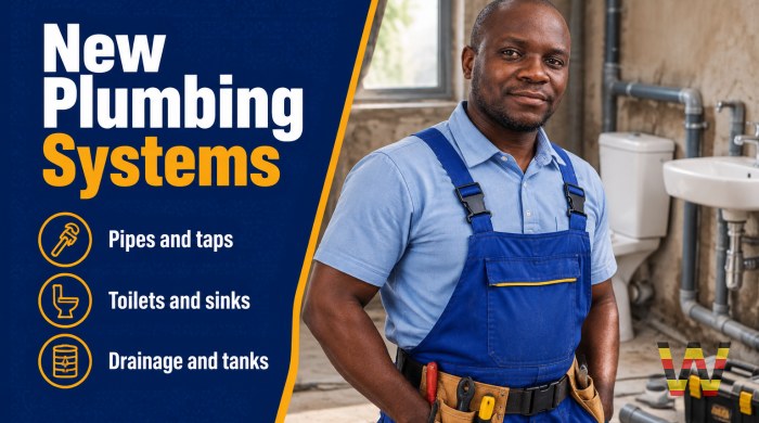 I will install new plumbing systems for homes and shops