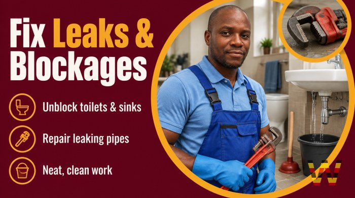 I will repair leaks and blockages in your drainage system