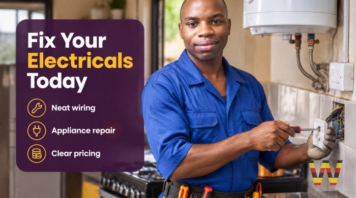 I will install and repair home electrical appliances and wiring