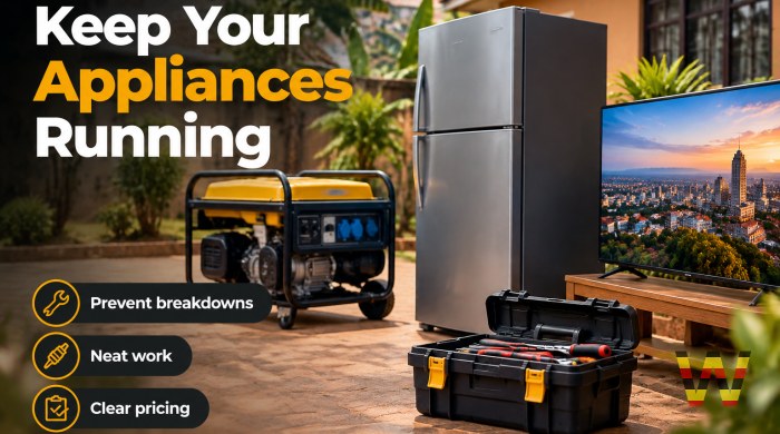 We will service your generator, fridge or TV at home or shop