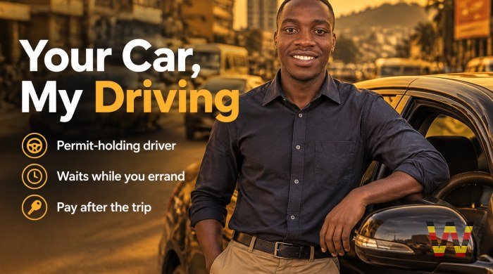 I will drive you around Kampala in your own car and wait for you