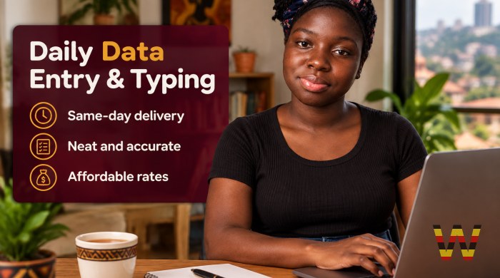 I will do daily data entry and typing tasks from home