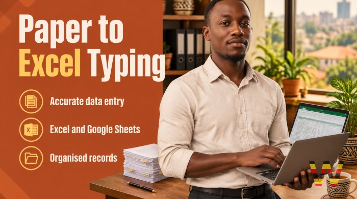 I will type your paper records into Excel or Google Sheets accurately
