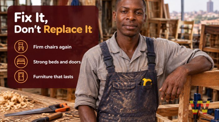 I will repair and restore your broken wooden furniture in Kampala