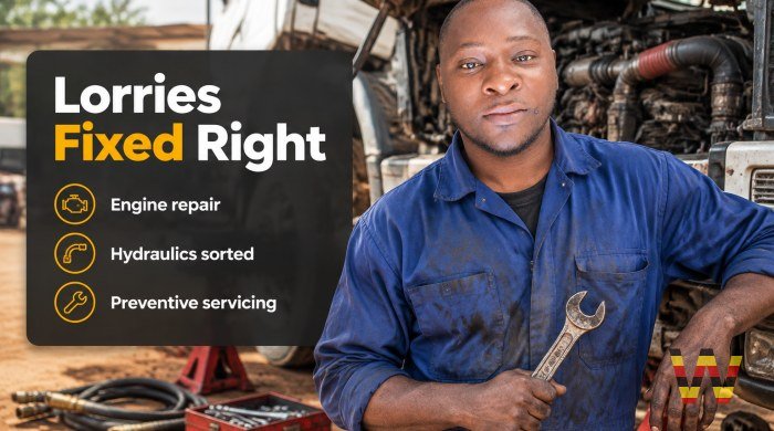 I will repair and service heavy vehicles like lorries and construction equipment