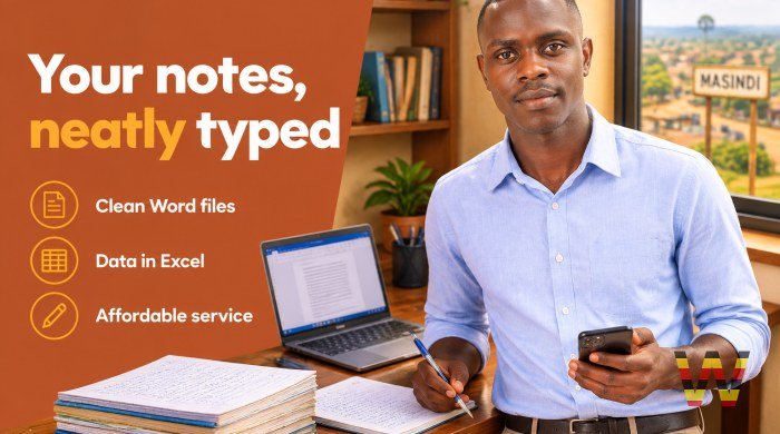 I will type your documents and handwritten notes into Word
