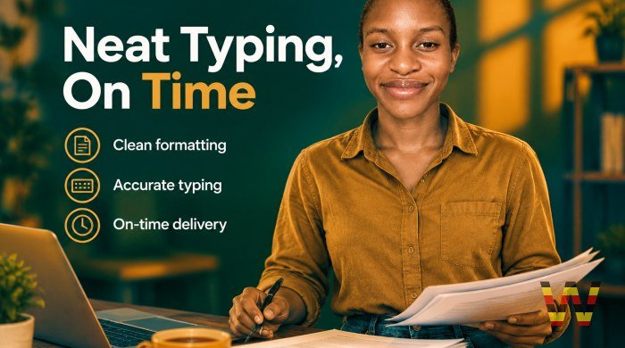 I will type and format your documents neatly