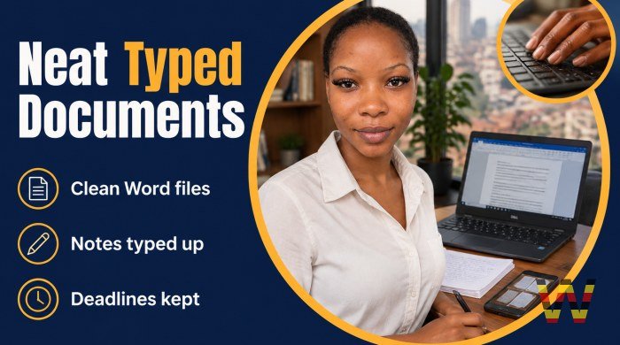 I will type and format your documents neatly in Word