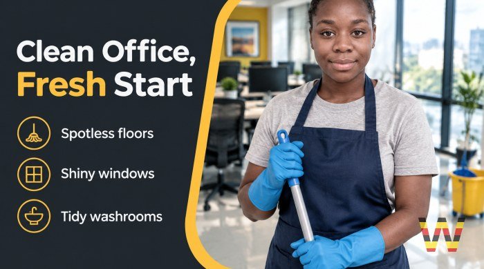 I will clean your office floors, desks and windows in Rubaga